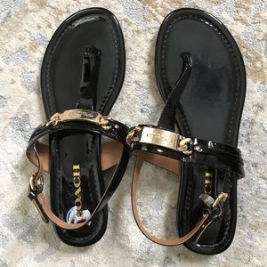 Coach Sandals, black with gold detail, NEW!